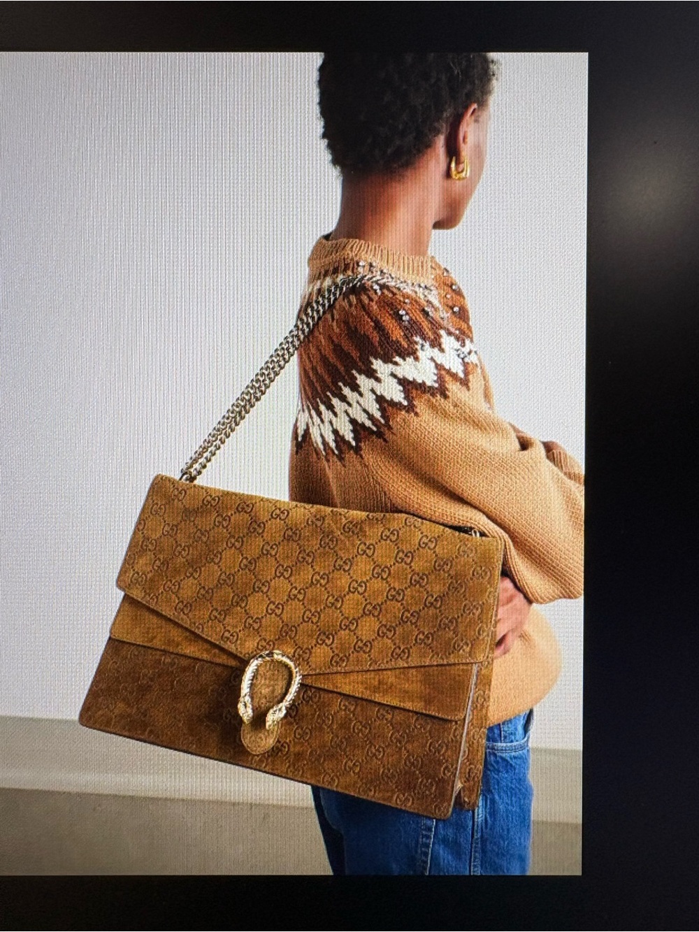 Gucci Brown Large Suede Dionysus Shoulder Bag